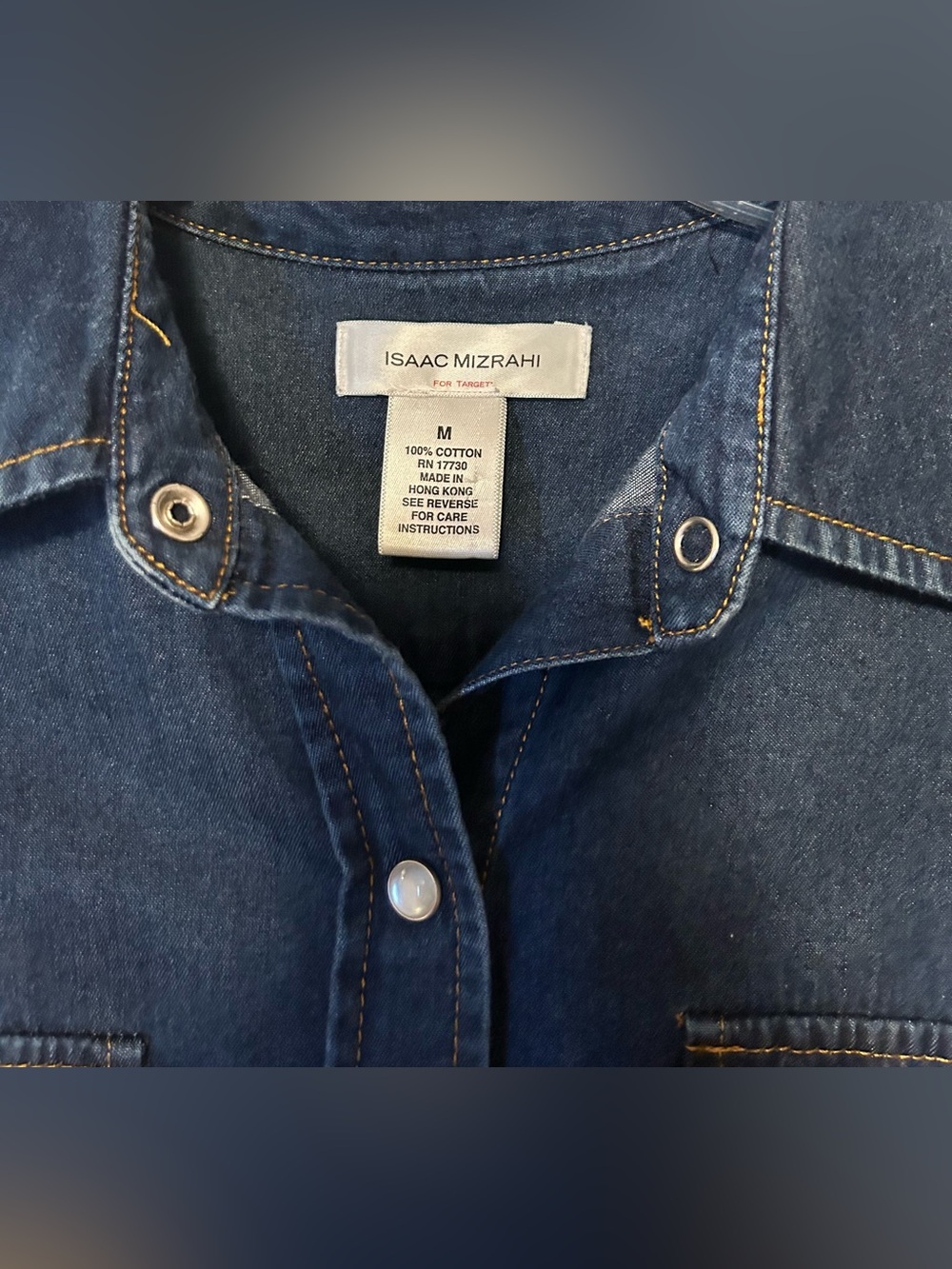 Isaac Mizrahi Dark Blue Denim Shirt Dress with Belt - Picture 2 of 6